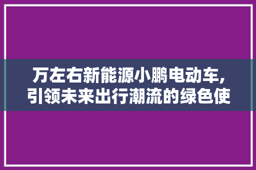 万左右新能源小鹏电动车,引领未来出行潮流的绿色使者
