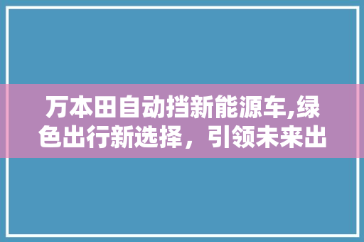 万本田自动挡新能源车,绿色出行新选择，引领未来出行潮流
