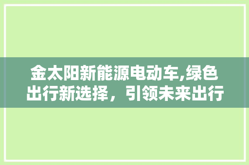 金太阳新能源电动车,绿色出行新选择，引领未来出行潮流