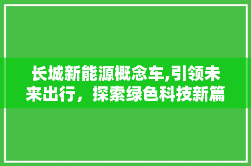 长城新能源概念车,引领未来出行，探索绿色科技新篇章