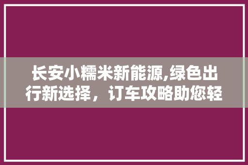 长安小糯米新能源,绿色出行新选择，订车攻略助您轻松驾驭未来