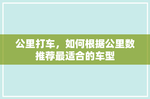 公里打车，如何根据公里数推荐最适合的车型