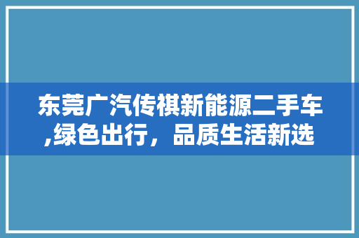 东莞广汽传祺新能源二手车,绿色出行，品质生活新选择