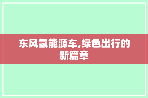 东风氢能源车,绿色出行的新篇章