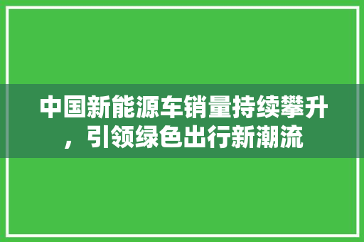 中国新能源车销量持续攀升，引领绿色出行新潮流