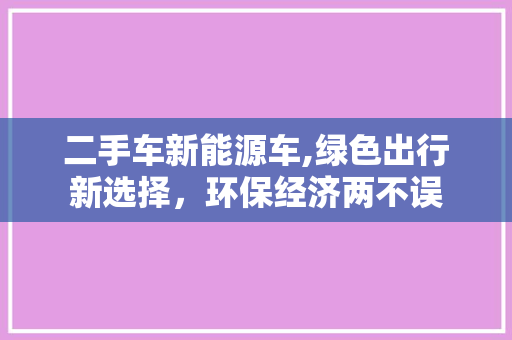 二手车新能源车,绿色出行新选择，环保经济两不误