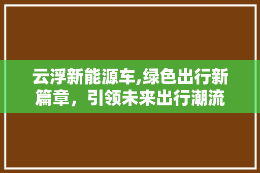 云浮新能源车,绿色出行新篇章，引领未来出行潮流
