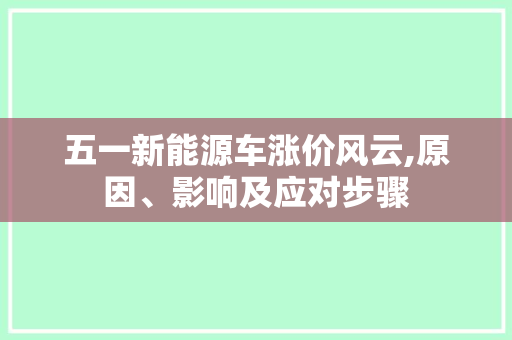 五一新能源车涨价风云,原因、影响及应对步骤