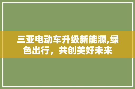 三亚电动车升级新能源,绿色出行，共创美好未来