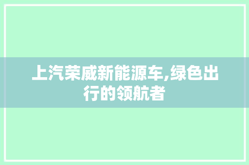 上汽荣威新能源车,绿色出行的领航者