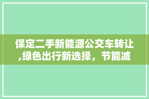 保定二手新能源公交车转让,绿色出行新选择，节能减排新篇章
