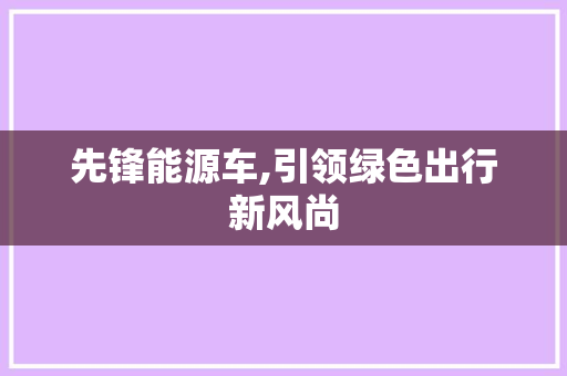 先锋能源车,引领绿色出行新风尚