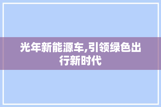 光年新能源车,引领绿色出行新时代