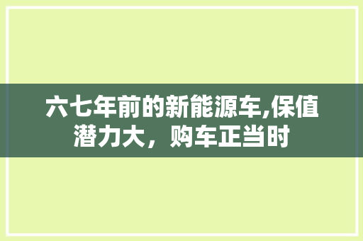 六七年前的新能源车,保值潜力大，购车正当时