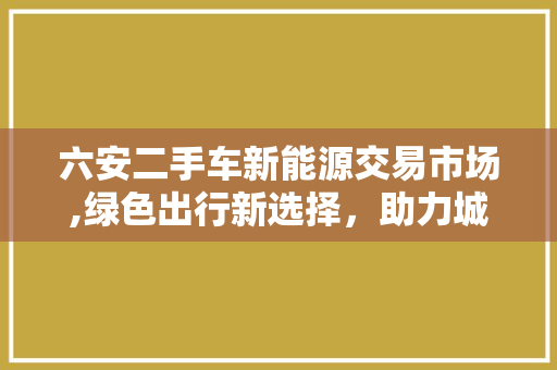 六安二手车新能源交易市场,绿色出行新选择，助力城市绿色发展