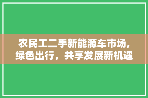 农民工二手新能源车市场,绿色出行，共享发展新机遇