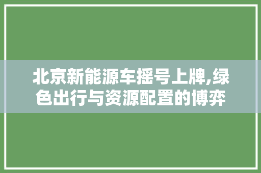 北京新能源车摇号上牌,绿色出行与资源配置的博弈