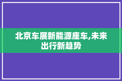 北京车展新能源座车,未来出行新趋势