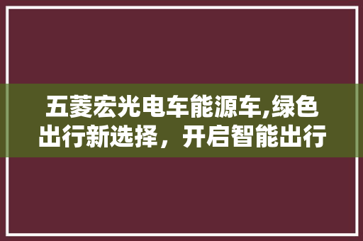 五菱宏光电车能源车,绿色出行新选择，开启智能出行新篇章