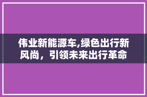 伟业新能源车,绿色出行新风尚，引领未来出行革命