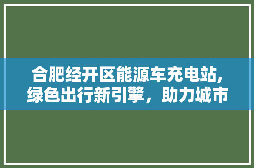 合肥经开区能源车充电站,绿色出行新引擎，助力城市绿色发展