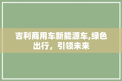 吉利商用车新能源车,绿色出行，引领未来