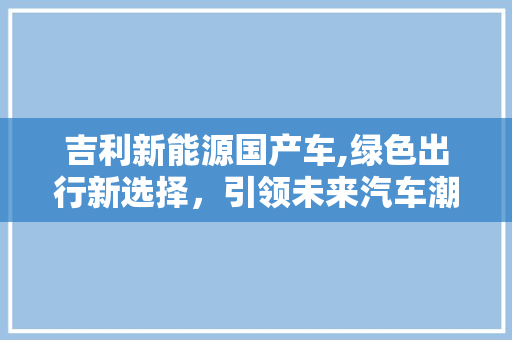 吉利新能源国产车,绿色出行新选择，引领未来汽车潮流