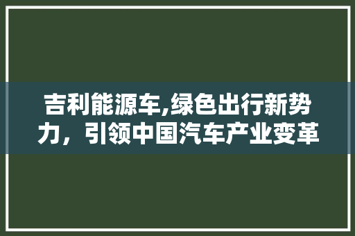吉利能源车,绿色出行新势力，引领中国汽车产业变革