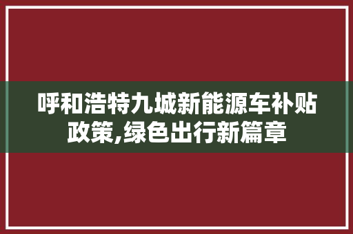 呼和浩特九城新能源车补贴政策,绿色出行新篇章