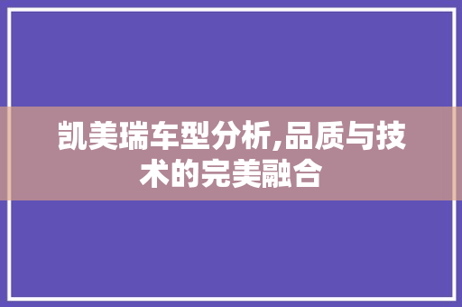 凯美瑞车型分析,品质与技术的完美融合