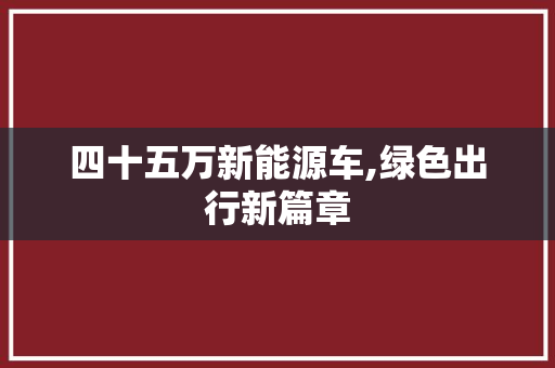 四十五万新能源车,绿色出行新篇章