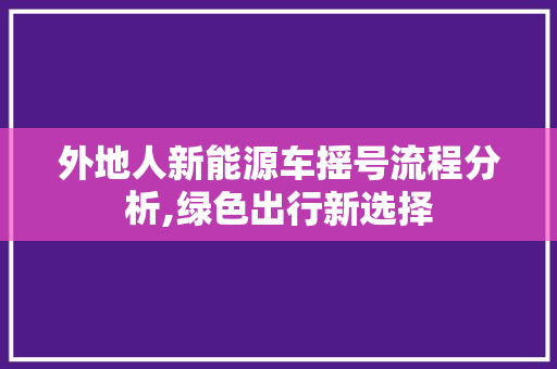 外地人新能源车摇号流程分析,绿色出行新选择