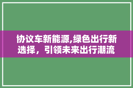 协议车新能源,绿色出行新选择，引领未来出行潮流