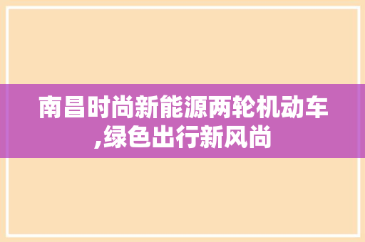 南昌时尚新能源两轮机动车,绿色出行新风尚