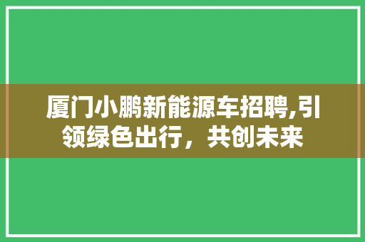 厦门小鹏新能源车招聘,引领绿色出行，共创未来