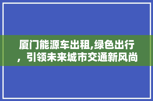 厦门能源车出租,绿色出行，引领未来城市交通新风尚
