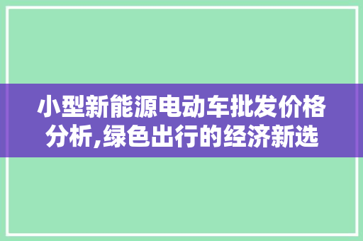 小型新能源电动车批发价格分析,绿色出行的经济新选择