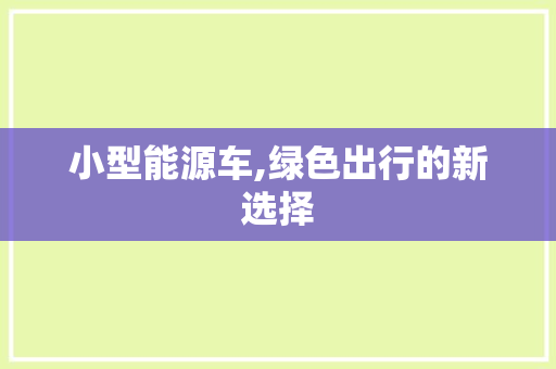 小型能源车,绿色出行的新选择