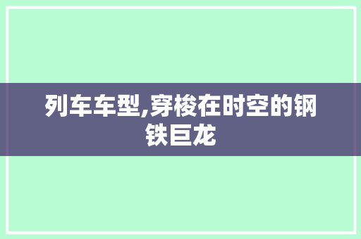 列车车型,穿梭在时空的钢铁巨龙