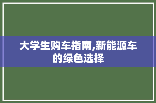 大学生购车指南,新能源车的绿色选择