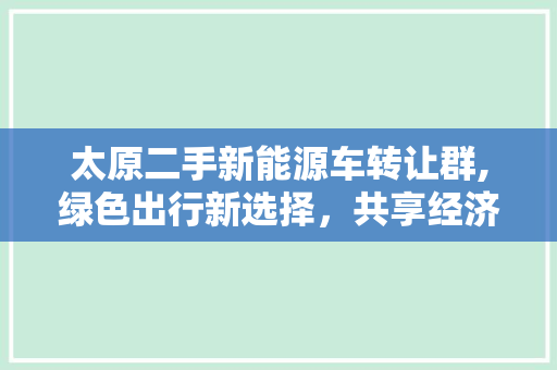 太原二手新能源车转让群,绿色出行新选择，共享经济新风尚