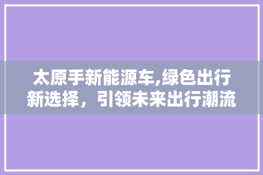 太原手新能源车,绿色出行新选择，引领未来出行潮流