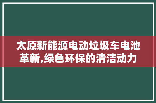 太原新能源电动垃圾车电池革新,绿色环保的清洁动力源