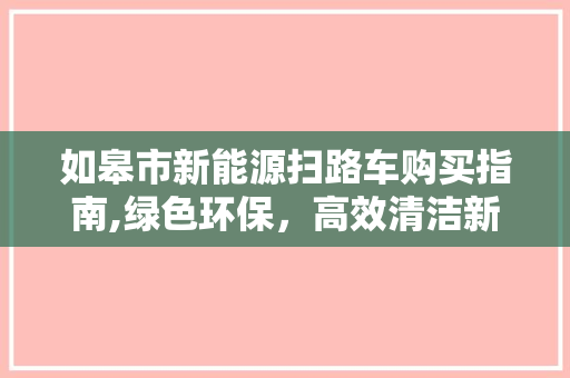 如皋市新能源扫路车购买指南,绿色环保，高效清洁新选择