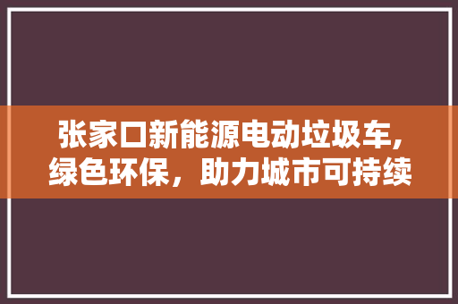 张家口新能源电动垃圾车,绿色环保，助力城市可持续发展