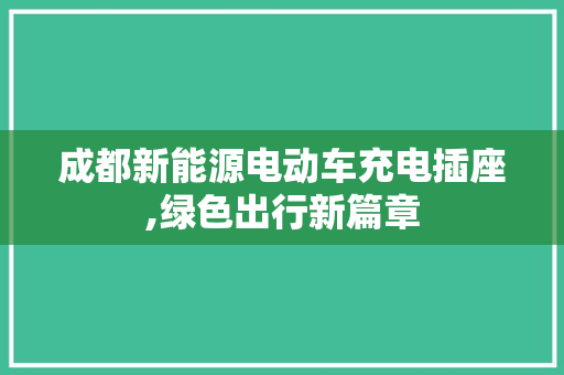 成都新能源电动车充电插座,绿色出行新篇章