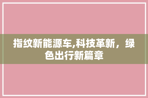 指纹新能源车,科技革新，绿色出行新篇章
