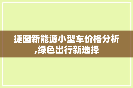 捷图新能源小型车价格分析,绿色出行新选择