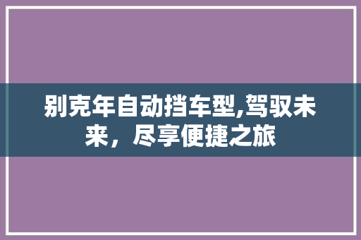 别克年自动挡车型,驾驭未来，尽享便捷之旅