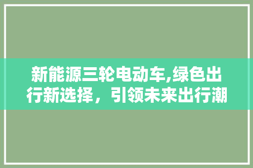 新能源三轮电动车,绿色出行新选择，引领未来出行潮流